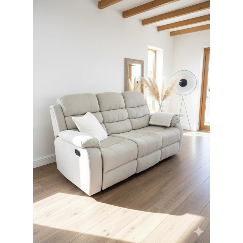 Stanley Manual Recliner Sofa Beige 3+2+1 – Contemporary Comfort with Relaxed Functionality