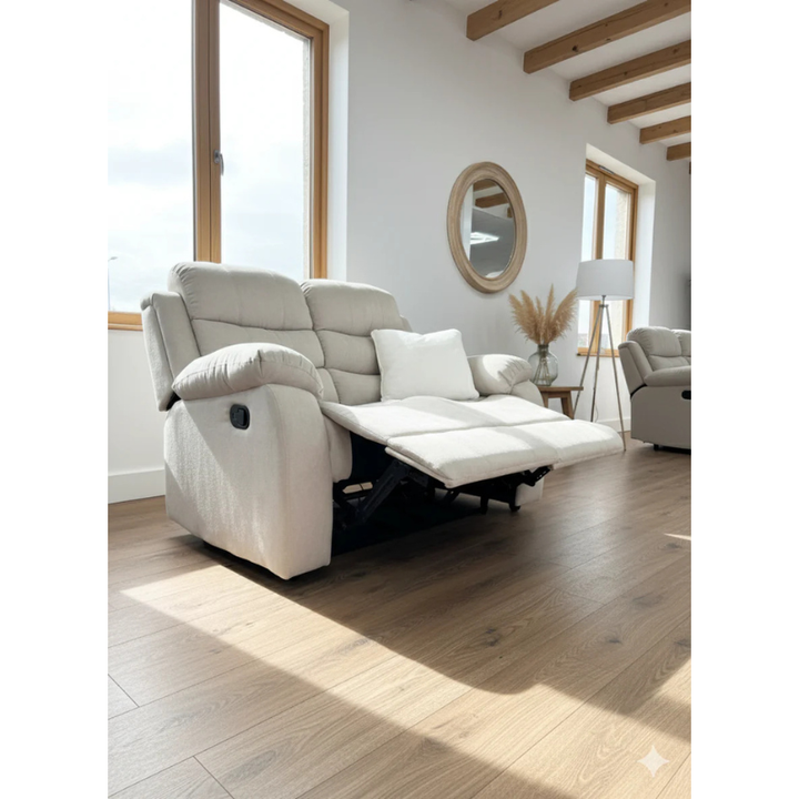 Stanley Manual Recliner Sofa Beige 2 Seater – Contemporary Comfort with Relaxed Functionality