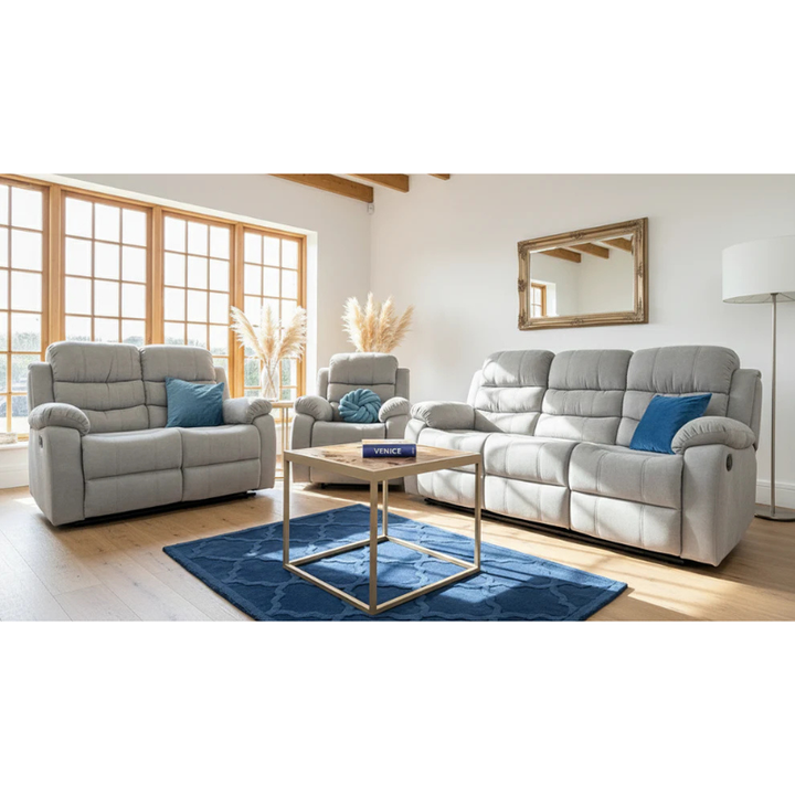 Stanley Manual Recliner Sofa Grey 3+2+1 – Contemporary Comfort with Relaxed Functionality