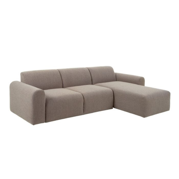 Midfield Right-Hand Facing 2 Seater Chaise Longue Sofa in Beige Bouclé Fabric