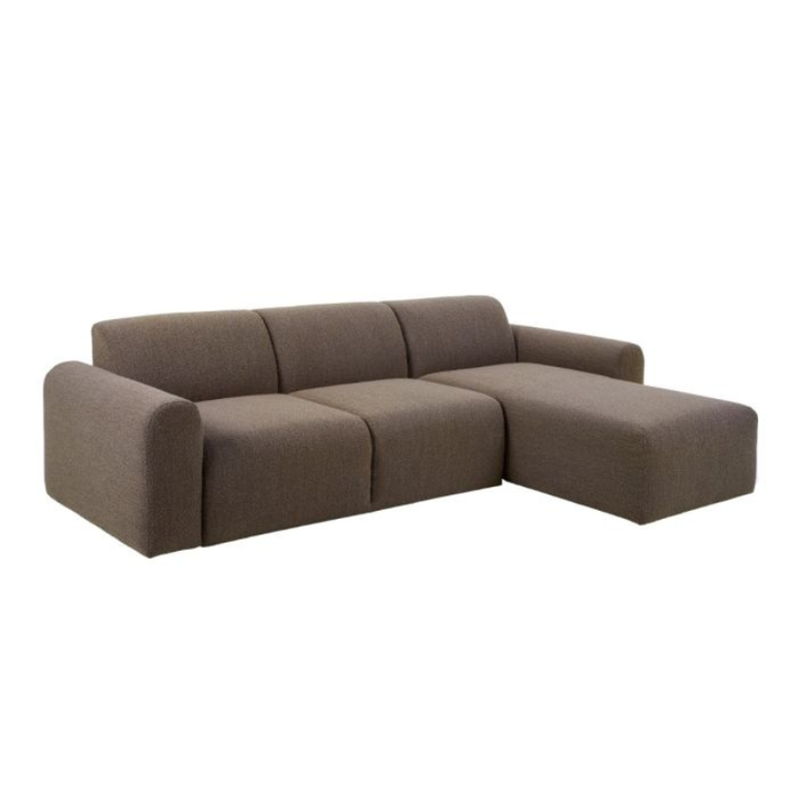 Midfield Right-Hand Facing 2 Seater Chaise Longue Sofa in Taupe Bouclé Fabric