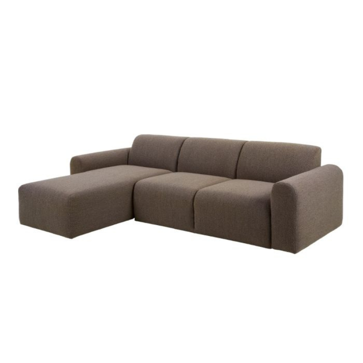 Midfield Left-Hand Facing 2 Seater Chaise Longue Sofa in Taupe Bouclé Fabric