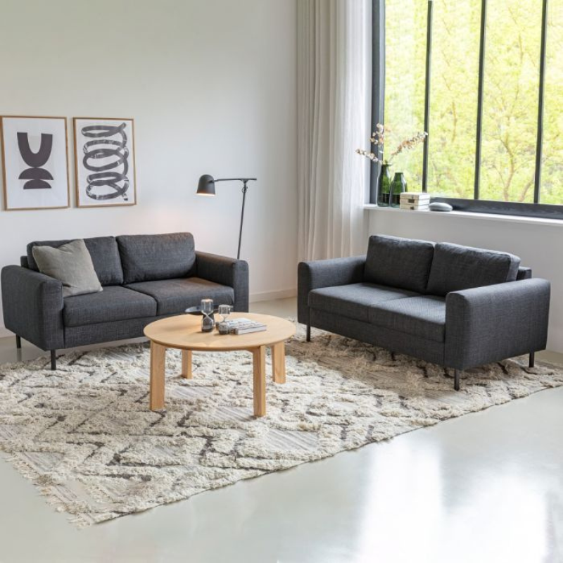 Omaha Set of 2 x 2 Seater Sofas in Basel Dark Grey Fabric – Contemporary Comfort with Modern Style