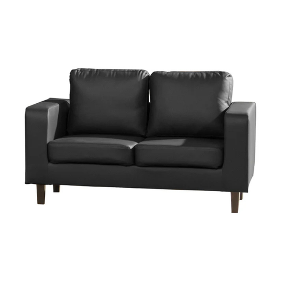 Black Bonded Leather 2 Seater Sofa – Sleek Modern Comfort with Timeless Appeal