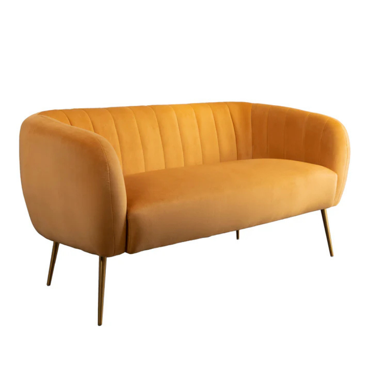 Yellow Velvet 2 Seater Sofa – Vibrant Style with Refined Comfort
