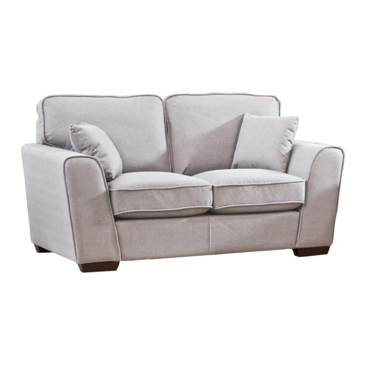 Light Grey Fabric 2 Seater Sofa – Modern Foam Cushioned Sofa with Wooden Legs