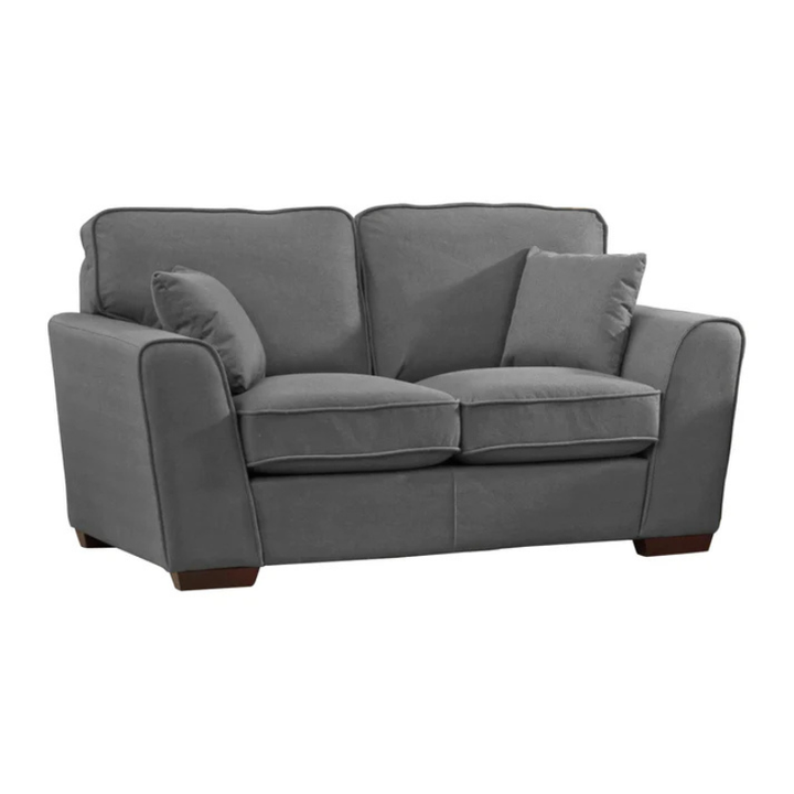 Dark Grey Fabric 2 Seater Sofa – Modern Foam Cushioned Sofa with Wooden Legs