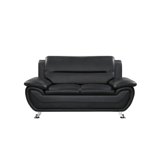 Kensington Black Leather 2 Seater Sofa – Modern Compact Comfort