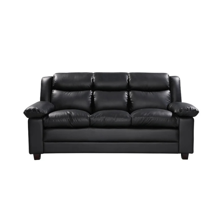 Hudson Black Leather 3 Seater Sofa – Spacious Comfort Seating