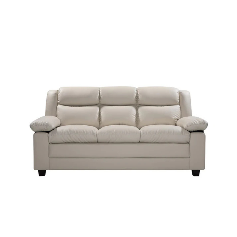 Hudson Cream Leather 3 Seater Sofa – Elegant Large Comfort Sofa