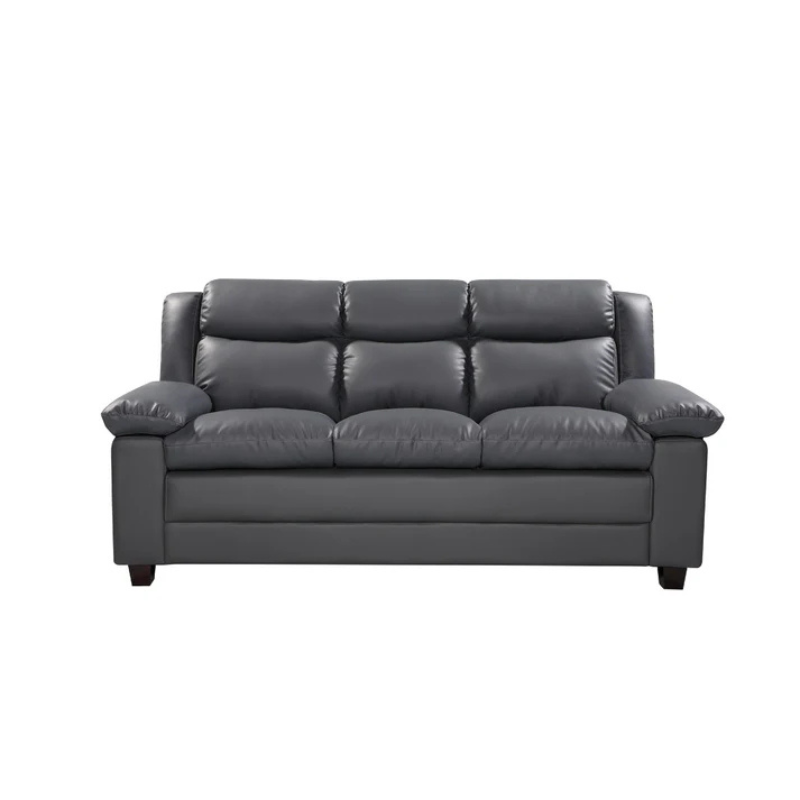 Hudson Grey Leather 3 Seater Sofa – Modern Spacious Comfort