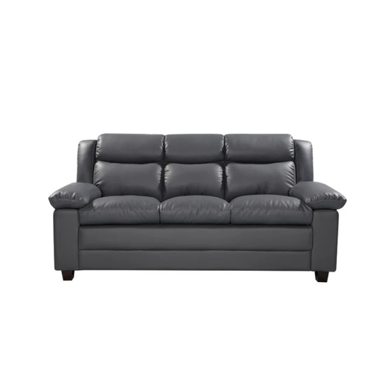 Hudson Grey Leather 3 Seater Sofa – Modern Spacious Comfort