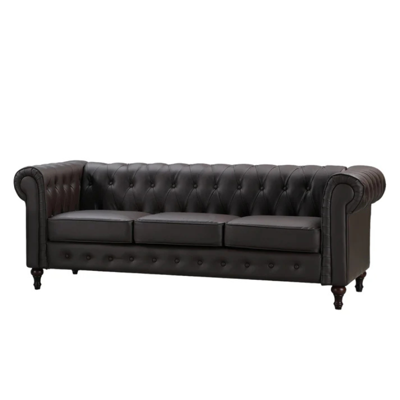 Chesterfield Brown Leather 3 Seater Sofa – Traditional Luxury Seating