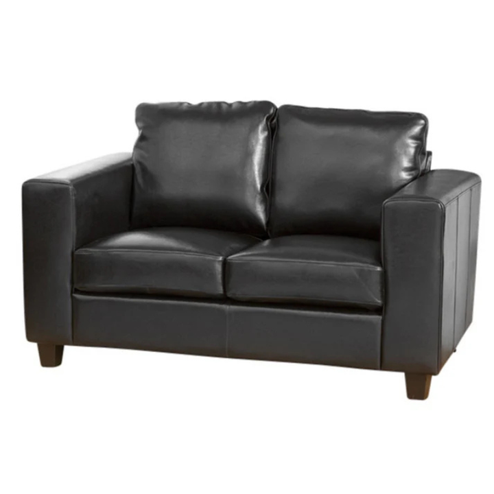 Bristol Black Leather 2 Seater Sofa – Compact Modern Comfort