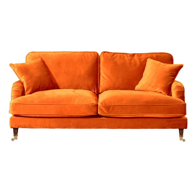 Mayfair Burnt Orange Velvet 3 Seater Sofa – Luxury Modern Comfort