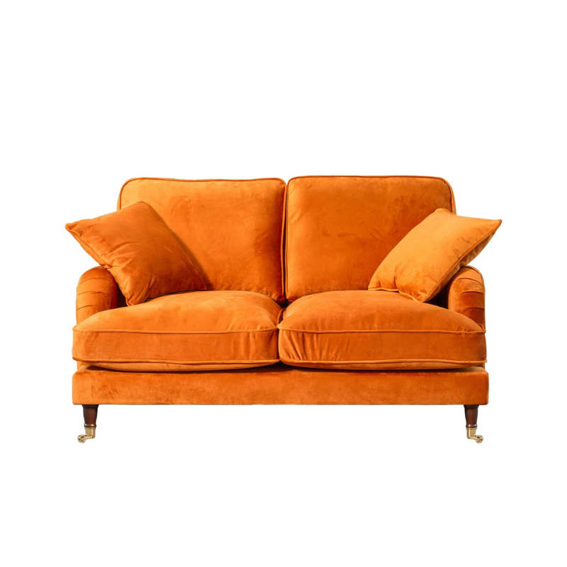 Mayfair Burnt Orange Velvet 2 Seater Sofa – Luxury Modern Comfort
