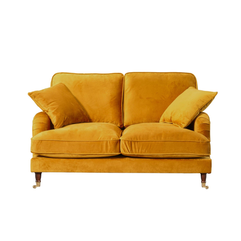 Mayfair Mustard Velvet 2 Seater Sofa – Stylish Velvet Statement Sofa
