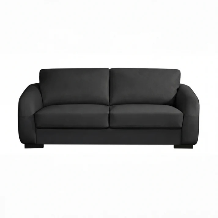 Oxford Black Bonded Leather 3 Seater Sofa – Modern Spacious Comfort