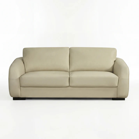 Oxford Cream Bonded Leather 3 Seater Sofa – Elegant Modern Comfort