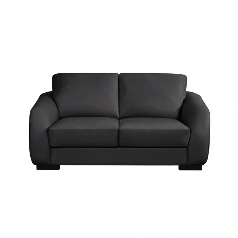 Oxford Black Bonded Leather 2 Seater Sofa – Modern Compact Comfort