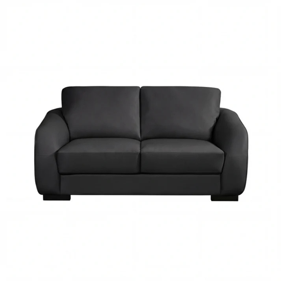 Oxford Black Bonded Leather 2 Seater Sofa – Modern Compact Comfort
