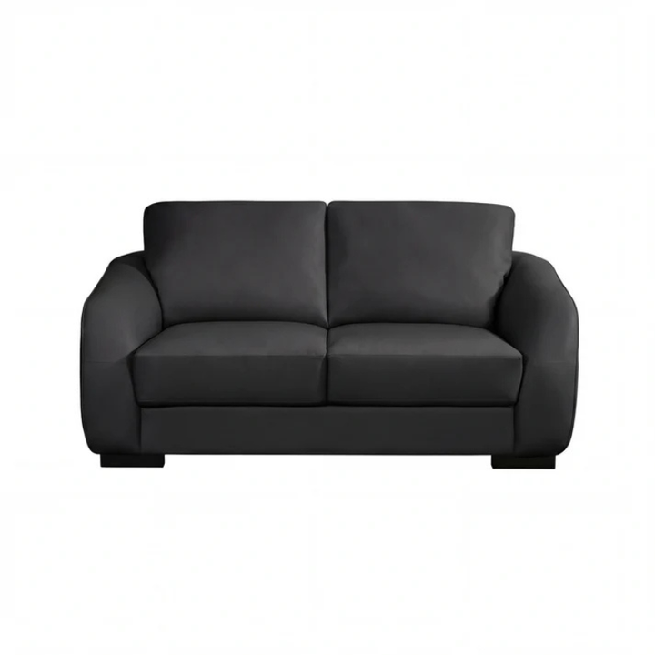 Oxford Black Bonded Leather 2 Seater Sofa – Modern Compact Comfort