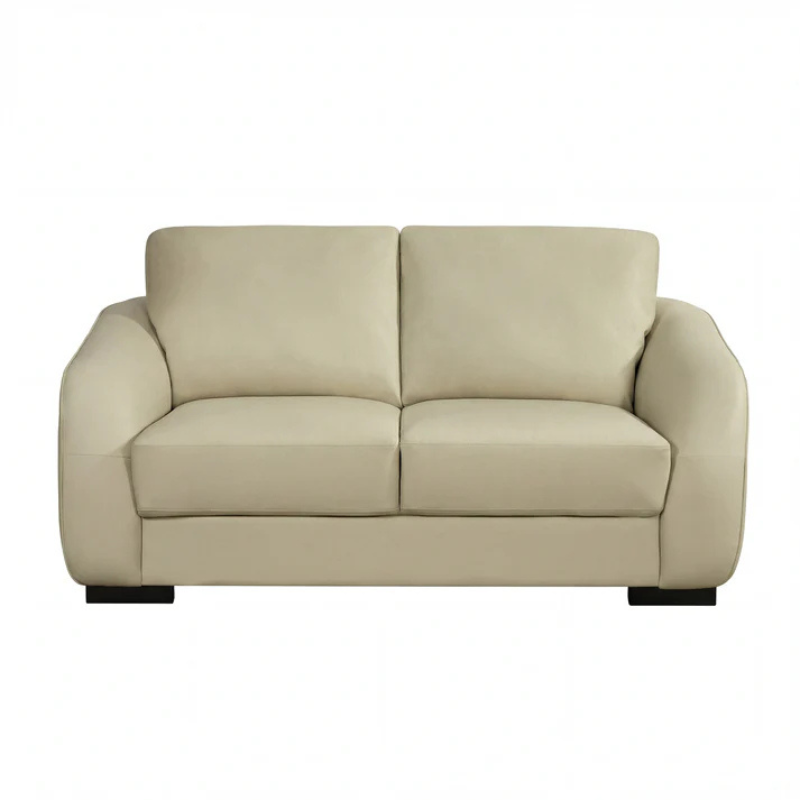 Oxford Cream Bonded Leather 2 Seater Sofa – Elegant Compact Comfort
