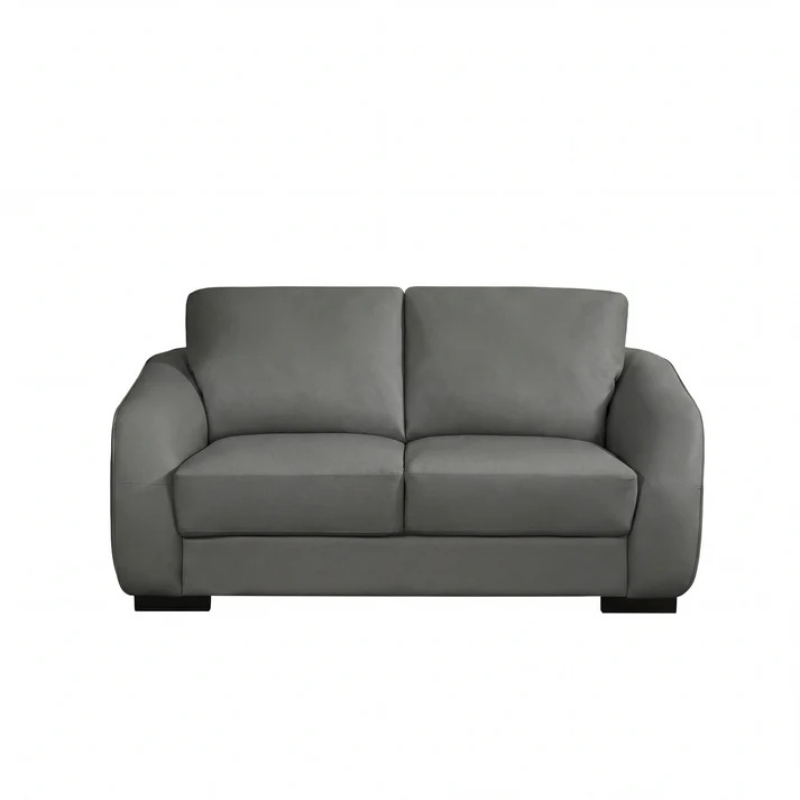 Oxford Grey Bonded Leather 2 Seater Sofa – Contemporary Compact Sofa