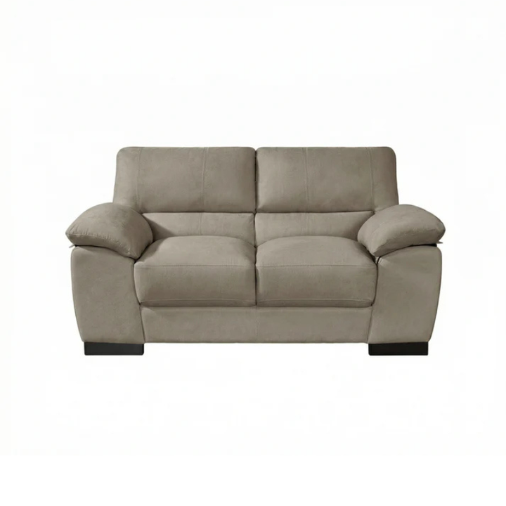 Linton Brown Textured Fabric 2 Seater Sofa – Compact Modern Comfort