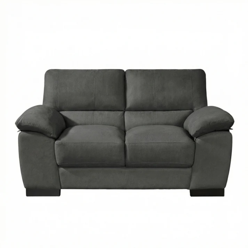 Linton Charcoal Grey Textured Fabric 2 Seater Sofa – Contemporary Compact Seating