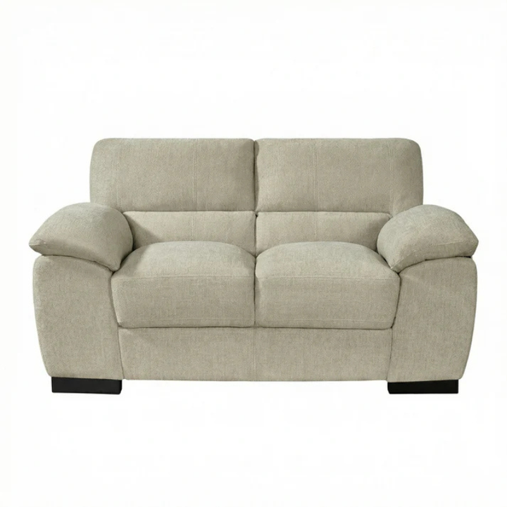 Hampton Beige Textured Fabric 2 Seater Sofa – Compact Modern Comfort
