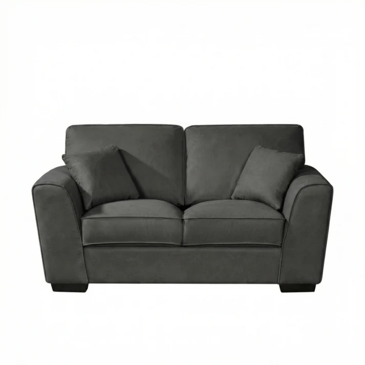 Langford Charcoal Grey Textured Fabric 2 Seater Sofa – Contemporary Compact Seating