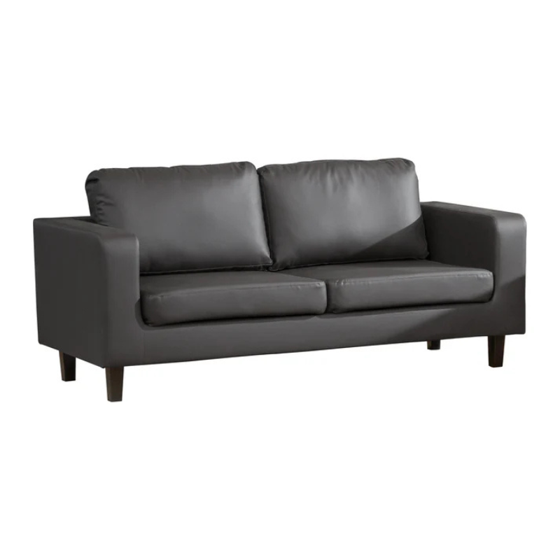 Blake Grey Bonded Leather 3 Seater Sofa – Modern Compact Sofa