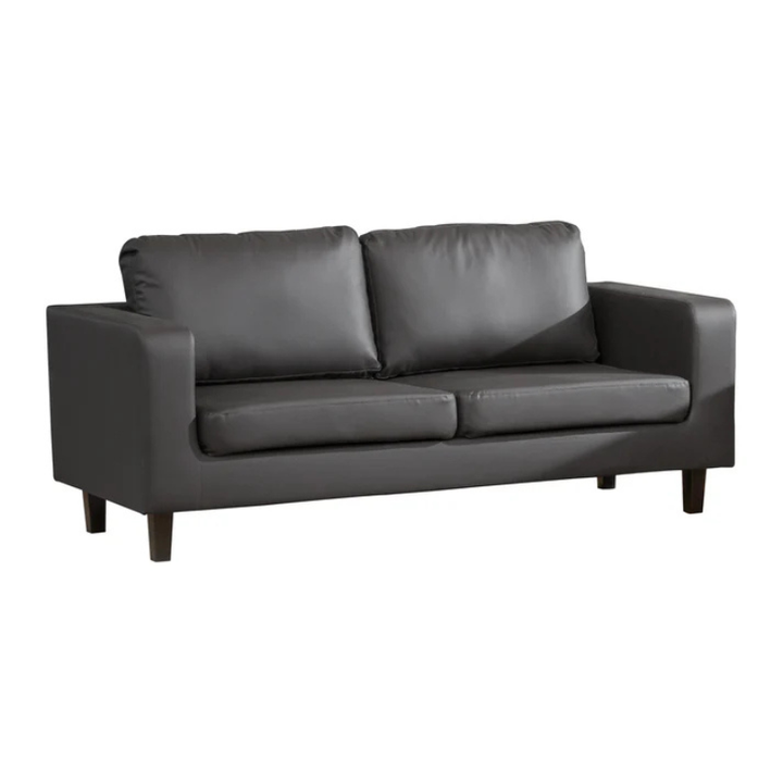 Blake Grey Bonded Leather 3 Seater Sofa – Modern Compact Sofa