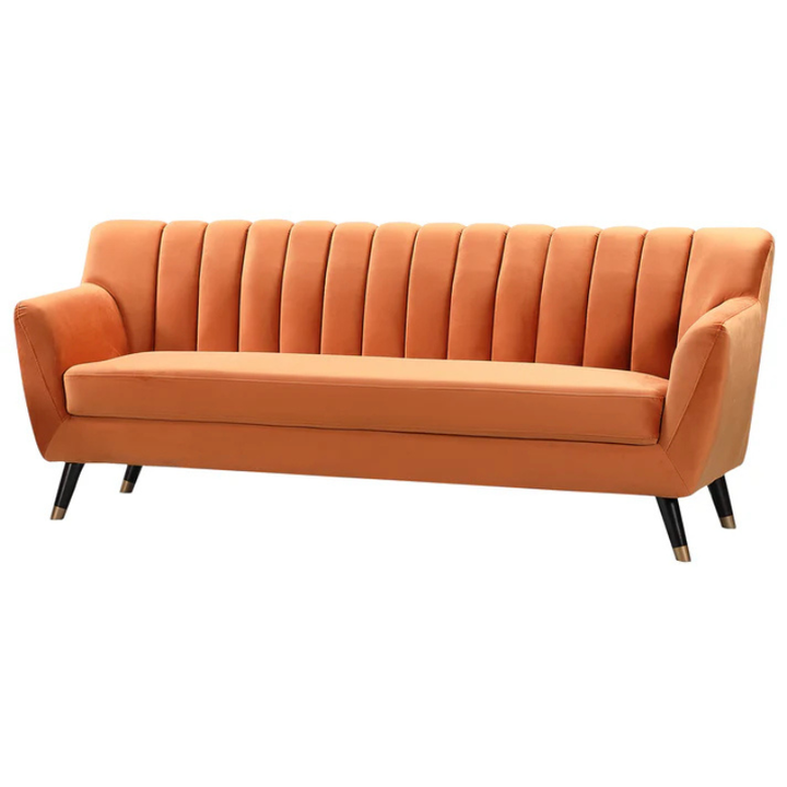 Vermont Orange Velvet 3 Seater Sofa – Bold Modern Statement Sofa