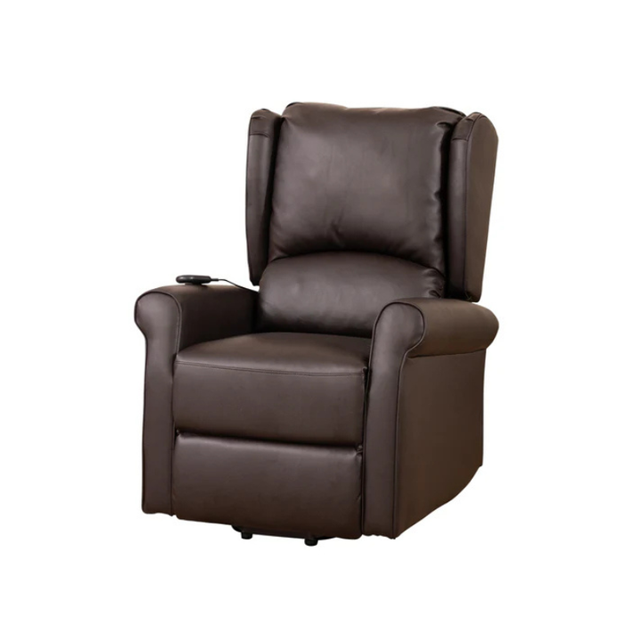 Everton Brown Leather Heat & Massage Lift Assist Recliner Chair