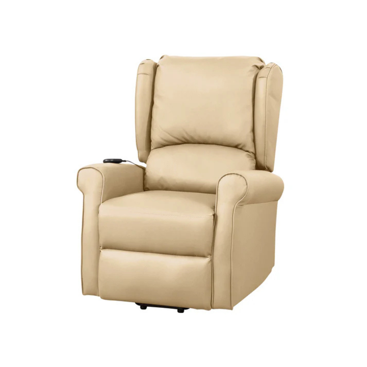 Everton Cream Leather Heat & Massage Lift Assist Recliner Chair