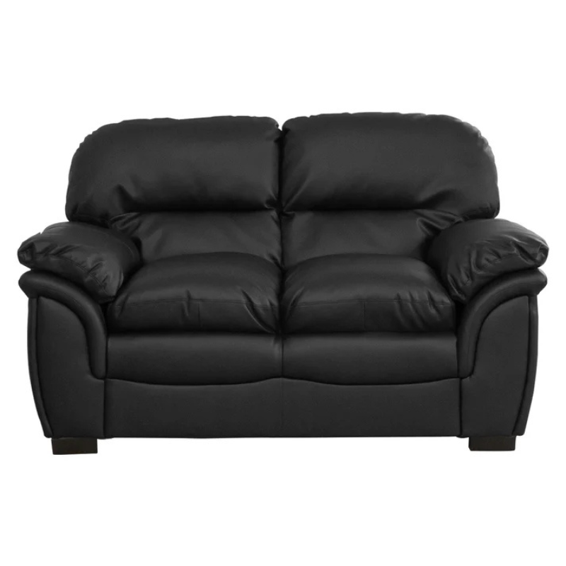 Harper Black Leather 2 Seater Sofa – Supportive Everyday Comfort