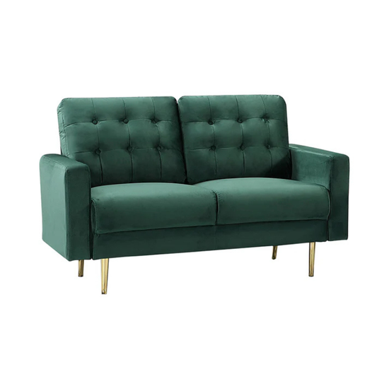 Nova Green Velvet 2 Seater Sofa in a Box – Compact Modern Sofa