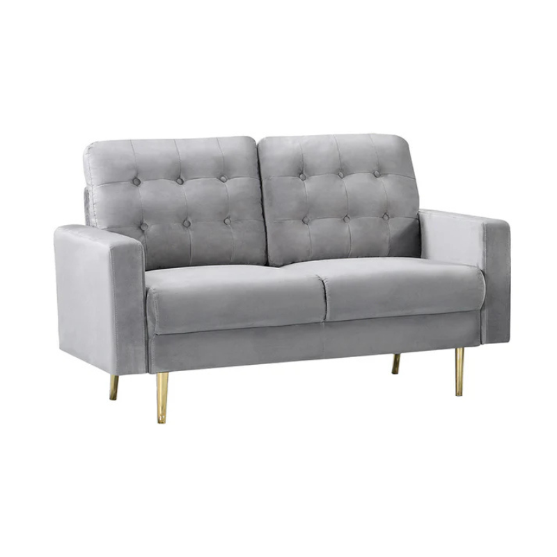 Nova Grey Velvet 2 Seater Sofa in a Box – Compact Space Saving Sofa