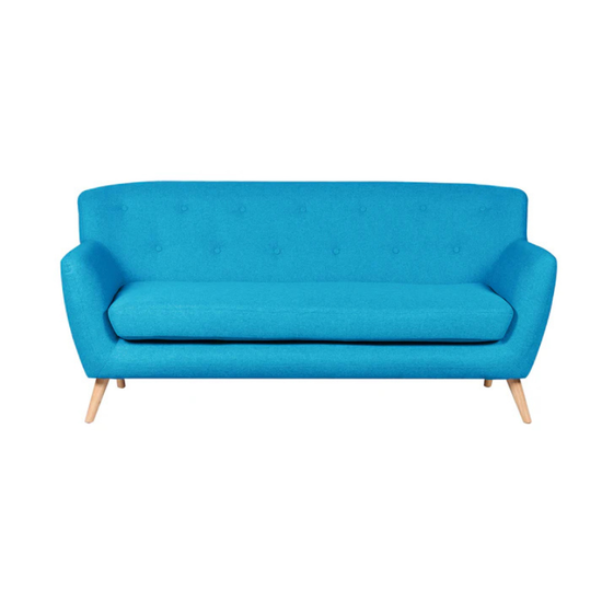 Carter Teal Textured Fabric 3 Seater Sofa – Modern Compact Sofa