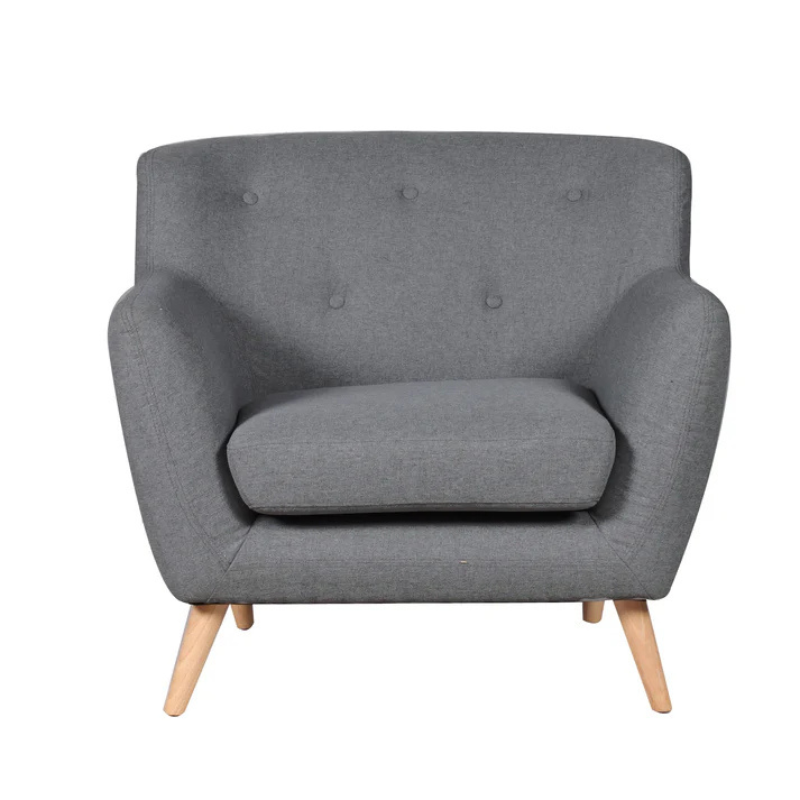 Carter Dark Grey Textured Fabric Armchair – Compact Modern Seating