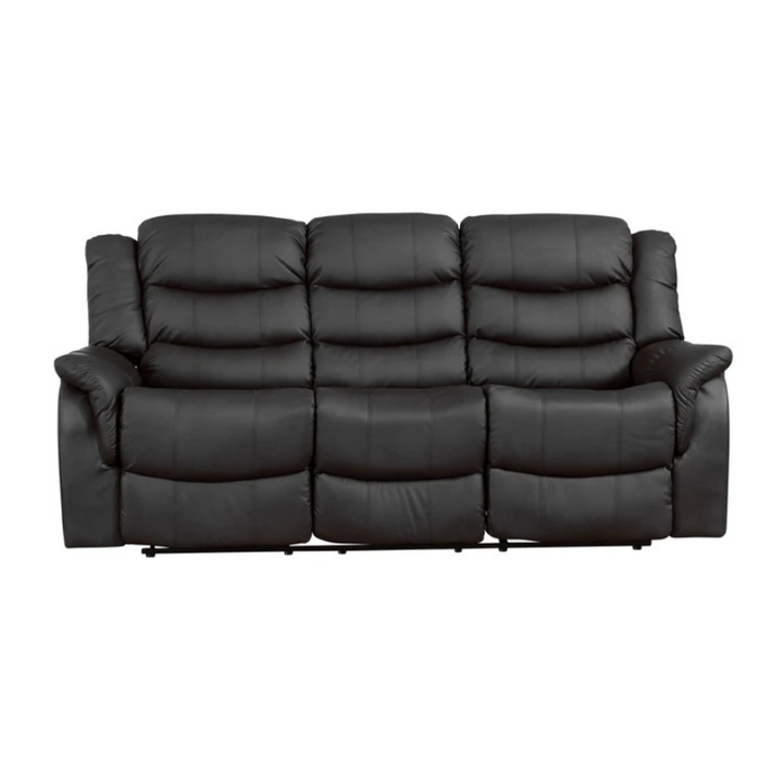 Dalton Black Leather 3 Seater Recliner Sofa – Comfortable Modern Reclining