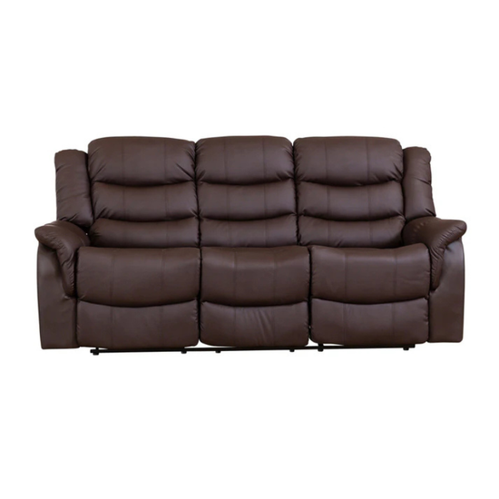 Dalton Brown Leather 3 Seater Recliner Sofa – Classic Comfortable Seating