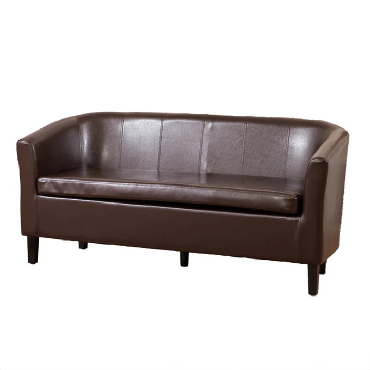 Monroe Brown Faux Leather 3 Seater Tub Sofa – Compact Modern Seating