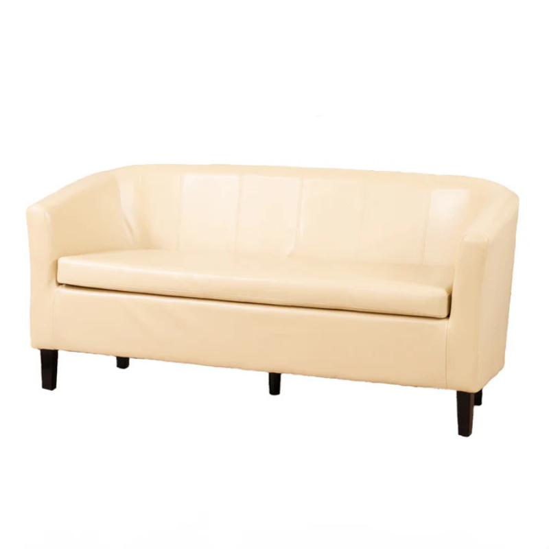 Monroe Cream Faux Leather 3 Seater Tub Sofa – Stylish Compact Sofa