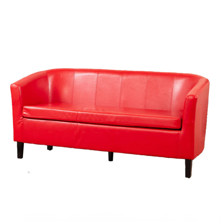 Monroe Red Faux Leather 3 Seater Tub Sofa – Bold Modern Seating