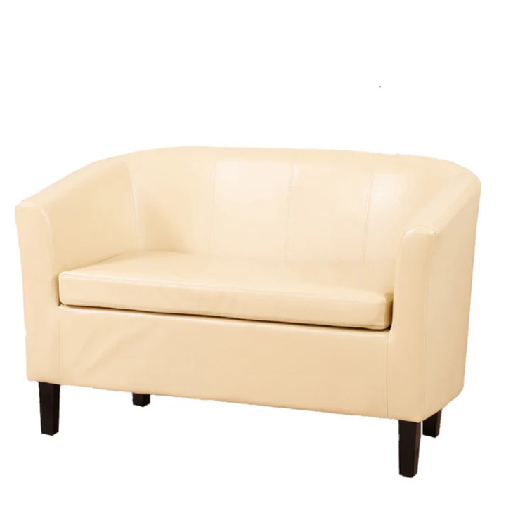 Monroe Cream Faux Leather 2 Seater Tub Sofa – Stylish Compact Sofa