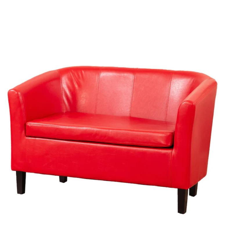 Monroe Red Faux Leather 2 Seater Tub Sofa – Bold Modern Seating