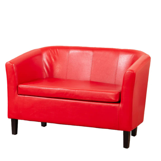 Monroe Red Faux Leather 2 Seater Tub Sofa – Bold Modern Seating